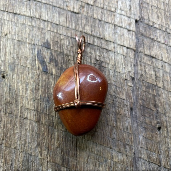 Jasper Natural Form Polished Copper Wrapped Necklace Pendant - Picture 2 of 3
